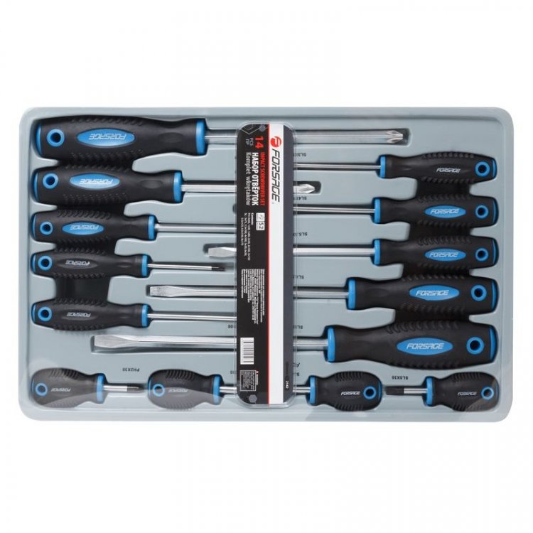 Набор отверток магнитных "Profi" S2, 14пр.(PH:0x60, 1x30, 1x80, 2x30, 2х100,3х150мм; SL:3x75, 3.5x100, 4x100, 5x30, 6x30, 5.5х125, 6.5х150, 8х175мм)в