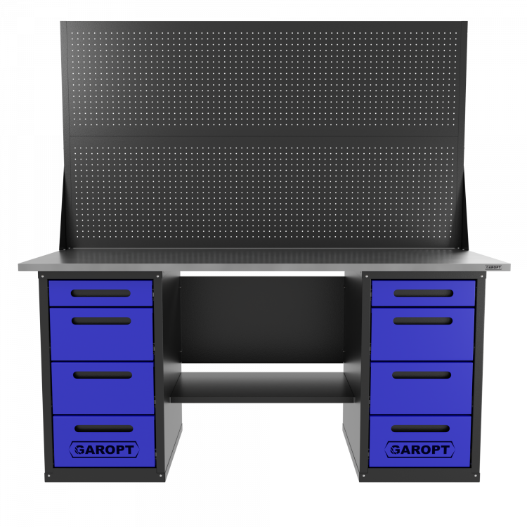 Верстак двухтумбовый 4 ящиков /4 ящиков с двумя экранами, синий 1800*700 GAROPT, GT1800Y4Y4PP2.blue Верстак двухтумбовый 4 ящиков /4 ящиков с двумя экранами, синий 1800*700 GAROPT, GT1800Y4Y4PP2.blue
