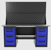 Верстак двухтумбовый 4 ящиков /4 ящиков с двумя экранами, синий 1800*700 GAROPT, GT1800Y4Y4PP2.blue