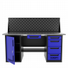 Верстак двухтумбовый дверь/4 ящиков с экраном и ящиком, синий 1800*700 Garopt, GT1800DY1Y4PP.blue
