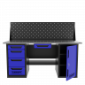Верстак двухтумбовый дверь/4 ящиков с экраном и ящиком, синий 1800*700 Garopt, GT1800DY1Y4PP.blue