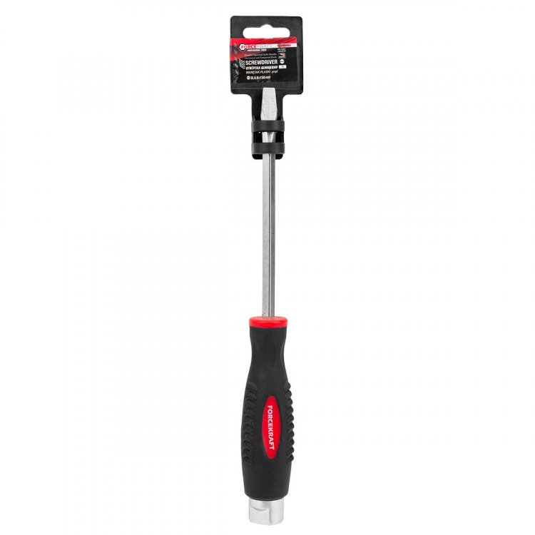 Отвертка шлицевая силовая магнитная под ключ "Profi" S2 SL8.0х150мм, на пластиковом держателе