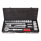 Набор инструментов с телескопической трещоткой 26пр. 1/2'' (6гр.)(10-32мм), в металлическом кейсе