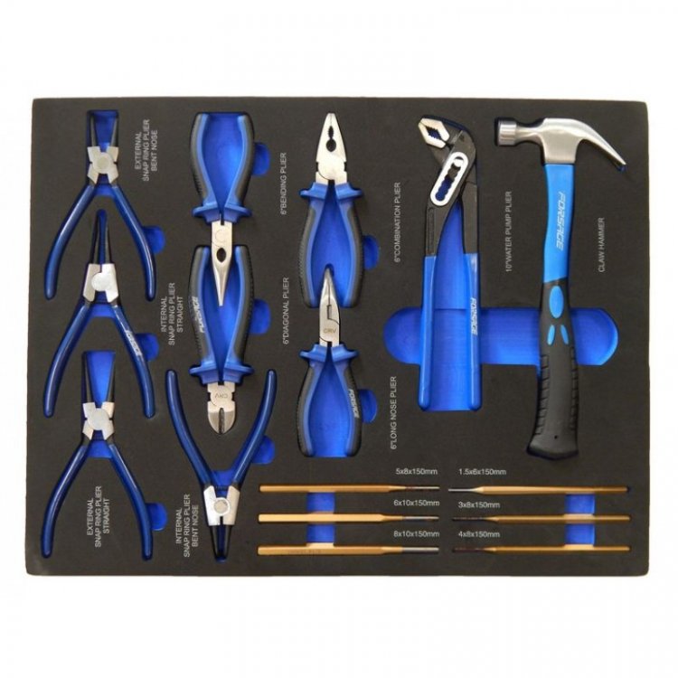 Набор шарнирно-губцевого и ударного инструмента16пр(съемники стоп.-х колец,утконосы,бокорезы,плоскоубцы,молоток,пассатижи пер.-е,выколотки)в ложементе Набор шарнирно-губцевого и ударного инструмента16пр(съемники стоп.-х колец,утконосы,бокорезы,плоскоубцы,молоток,пассатижи пер.-е,выколотки)в ложементе