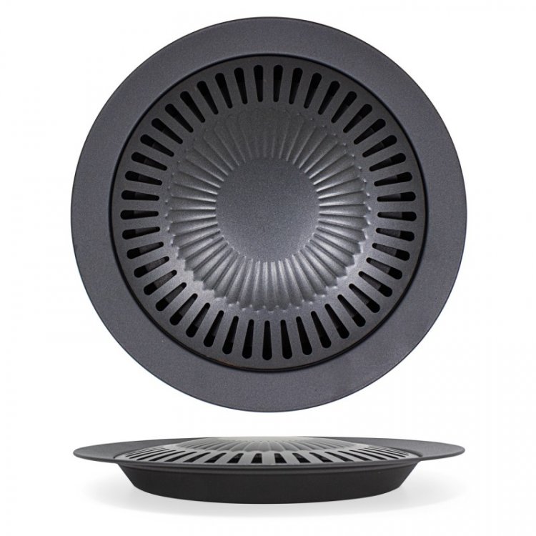 Тарелка для барбекю металлическая (⌀ поддон-31.5см, ⌀ сковорода-гриль - 25см) Тарелка для барбекю металлическая (⌀ поддон-31.5см, ⌀ сковорода-гриль - 25см)