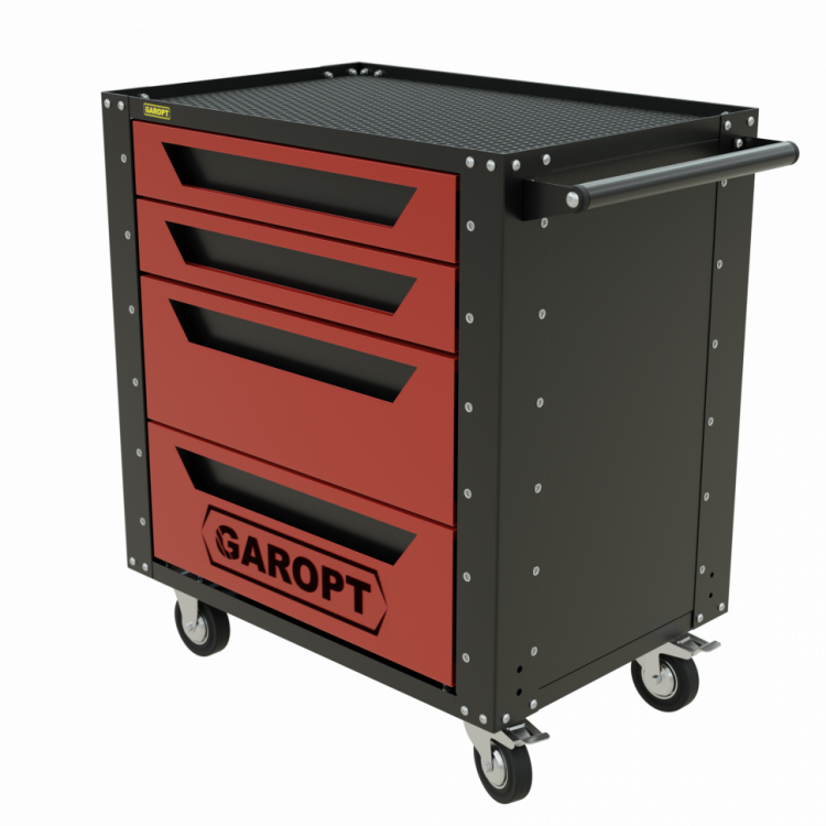 Тележка инструментальная Garopt 4 ящика КРАСНАЯ, Серия "Low-cost"
