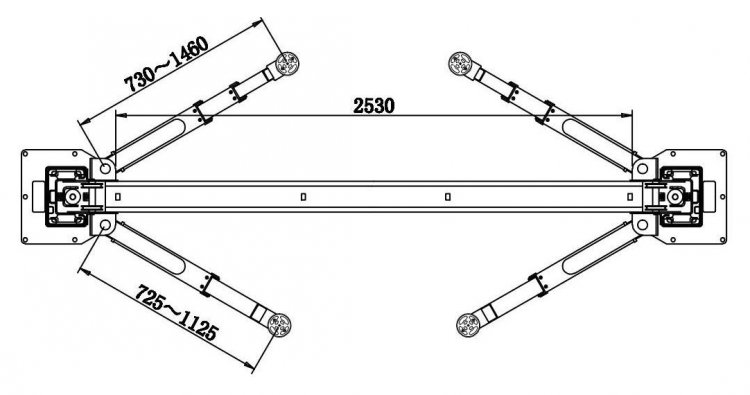 Подъемник г/п 4 т. упр.стопорами на 1-й колонне с анкерами и проставками KraftWell арт. VERSA 2C