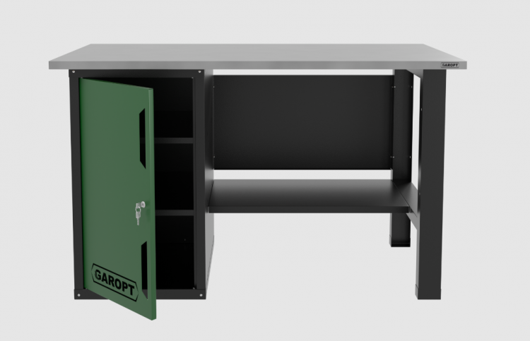 Верстак однотумбовый для слесарных работ 1400*700 GAROPT зеленый, GT1400STD.green