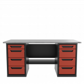 Верстак двухтумбовый 4 ящиков /4 ящиков, красный 1800*700 GAROPT, GT1800Y4Y4.red