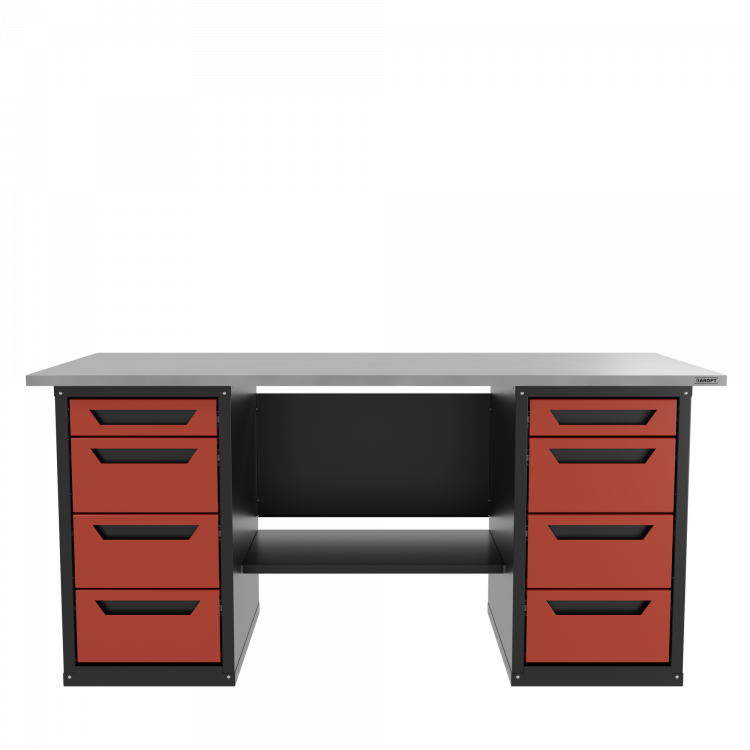Верстак двухтумбовый 4 ящиков /4 ящиков, красный 1800*700 GAROPT, GT1800Y4Y4.red