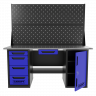 Верстак двухтумбовый дверь/4 ящиков с двумя экранами и ящиком, синий 1800*700 Garopt, GT1800DY1Y4PP2.blue