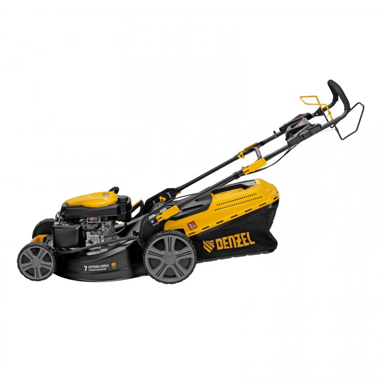 Газонокосилка бензиновая GLD-520SP, 196 куб.см., шир. 52 см,привод,7 уров.,травосб. 60 л// Denzel
