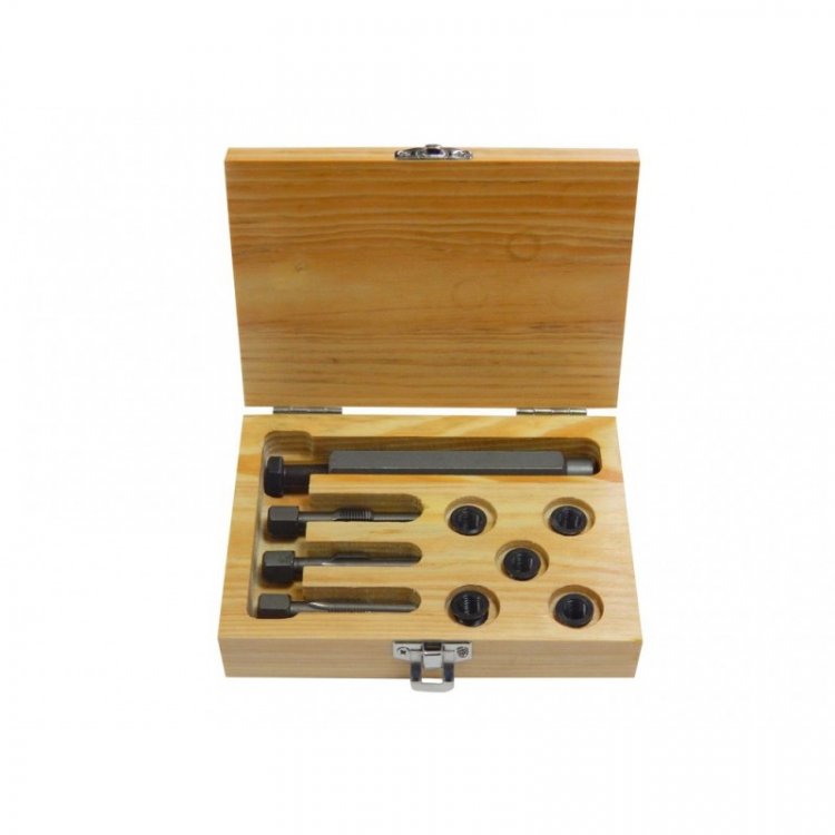 Набор метчиков и футорок для восстановления резьбы свечей накаливания 9пр. (M8x1.0-5шт)