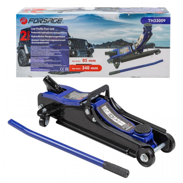 Домкрат подкатной гидравлический 2т низкопрофильный (h min 85мм, h max 340мм) Домкрат подкатной гидравлический 2т низкопрофильный (h min 85мм, h max 340мм)