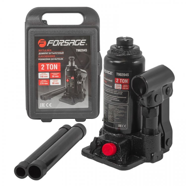 Домкрат бутылочный с клапаном 2т(h min 148мм, h max 278мм, ход штока - 80мм, ход винта-50мм) в кейсе Домкрат бутылочный с клапаном 2т(h min 148мм, h max 278мм, ход штока - 80мм, ход винта-50мм) в кейсе