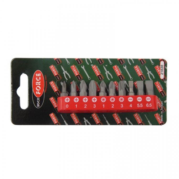 Набор бит 10пр. 1/4" (PH.0,1,2,3, PZ.1,2,3, SL 4, 5.5, 6.5мм-25мм),в блистере