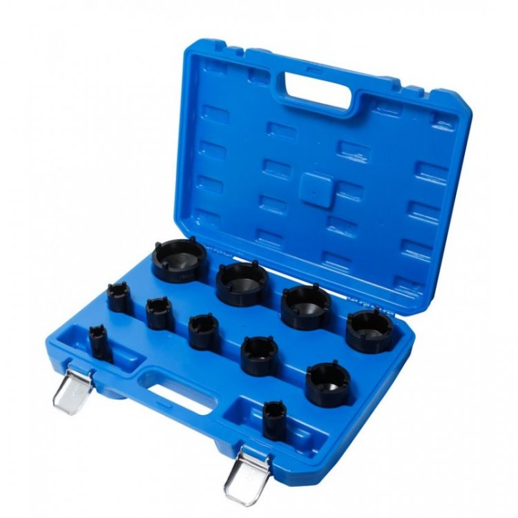 Набор головок специальных для шлицевых гаек, 11пр.(Ø:22,26,30,33,37,44,50,56,63,69,75мм), в кейсе Набор головок специальных для шлицевых гаек, 11пр.(Ø:22,26,30,33,37,44,50,56,63,69,75мм), в кейсе
