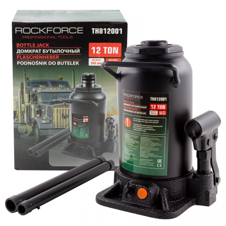 Домкрат бутылочный гидравлический двухштоковый "Profi" 12т с клапаном (h min-242мм, h max-598мм,ход штока-296мм,ход винта-60мм) Домкрат бутылочный гидравлический двухштоковый "Profi" 12т с клапаном (h min-242мм, h max-598мм,ход штока-296мм,ход винта-60мм)