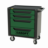 Тележка инструментальная Garopt 4 ящиков ЗЕЛЕНАЯ, центральный замок, увеличенные колеса, доводчики,  GAROPT Серия "Standart"