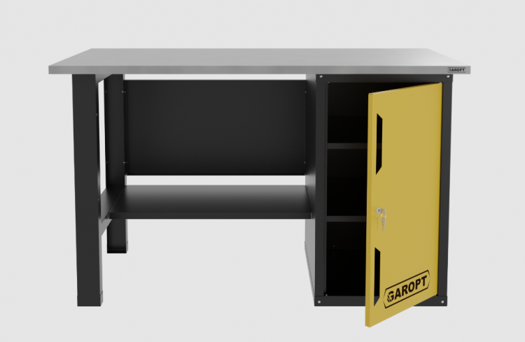 Верстак однотумбовый для слесарных работ 1400*700 GAROPT желтый, GT1400STD.yell
