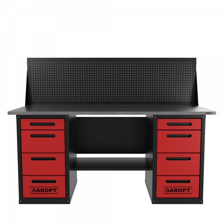 Верстак двухтумбовый 4 ящиков /4 ящиков с экраном, красный 1800*700 GAROPT, GT1800Y4Y4PP.red Верстак двухтумбовый 4 ящиков /4 ящиков с экраном, красный 1800*700 GAROPT, GT1800Y4Y4PP.red