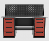 Верстак двухтумбовый 4 ящиков /4 ящиков с экраном, красный 1800*700 GAROPT, GT1800Y4Y4PP.red