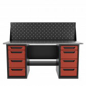 Верстак двухтумбовый 4 ящиков /4 ящиков с экраном, красный 1800*700 GAROPT, GT1800Y4Y4PP.red