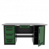 Верстак с ящиком двухтумбовый дверь/4 ящиков, зеленый 1800*700 Garopt, GT1800DY1Y4.green