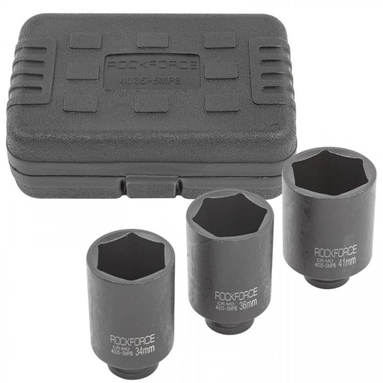 Набор головок ударных глубоких 3пр.1/2" (6-гр.) в кейс Набор головок ударных глубоких 3пр.1/2" (6-гр.) в кейс