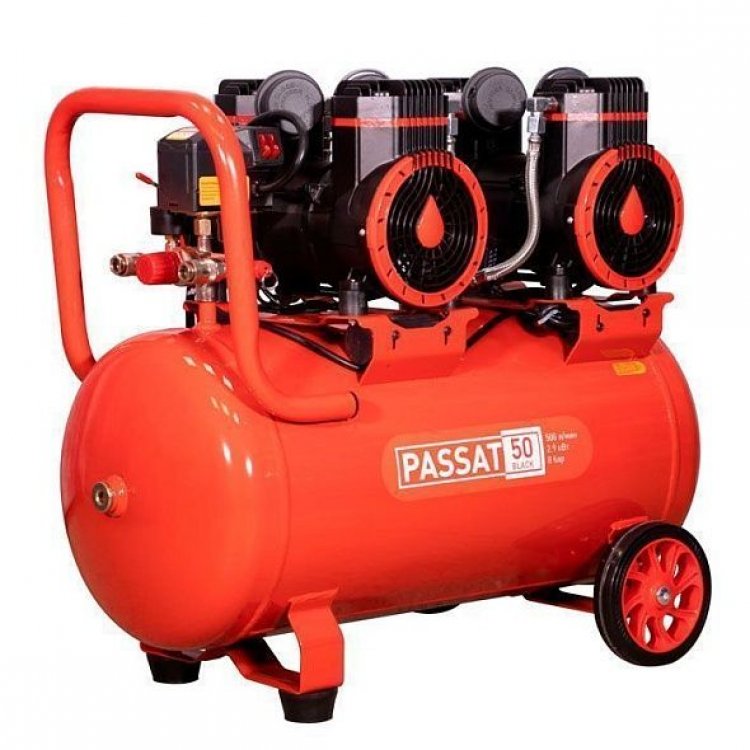 Компрессор PASSAT-50 BLACK тихий, без масл. 2 режима работы (45л, 500л/мин, 2.9кВт) Компрессор PASSAT-50 BLACK тихий, без масл. 2 режима работы (45л, 500л/мин, 2.9кВт)