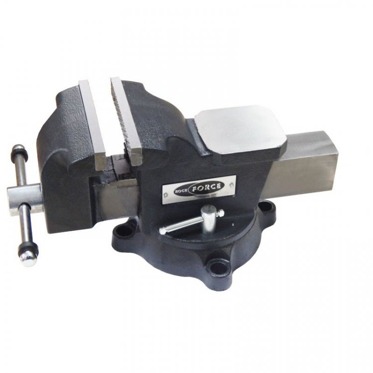 Тиски стальные поворотные с наковальней + захват для труб 5"-125мм,сменные губки