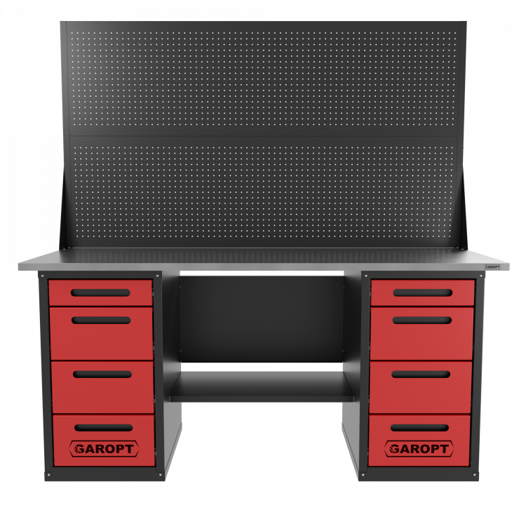 Верстак двухтумбовый 4 ящиков /4 ящиков с двумя экранами, красный 1800*700 GAROPT, GT1800Y4Y4PP2.red Верстак двухтумбовый 4 ящиков /4 ящиков с двумя экранами, красный 1800*700 GAROPT, GT1800Y4Y4PP2.red