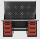 Верстак двухтумбовый 4 ящиков /4 ящиков с двумя экранами, красный 1800*700 GAROPT, GT1800Y4Y4PP2.red