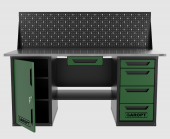 Верстак двухтумбовый дверь/4 ящиков с экраном и ящиком, зеленый 1800*700 Garopt, GT1800DY1Y4PP.green Верстак двухтумбовый дверь/4 ящиков с экраном и ящиком, зеленый 1800*700 Garopt, GT1800DY1Y4PP.green