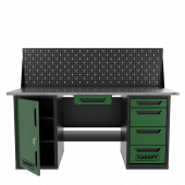 Верстак двухтумбовый дверь/4 ящиков с экраном и ящиком, зеленый 1800*700 Garopt, GT1800DY1Y4PP.green