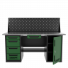 Верстак двухтумбовый дверь/4 ящиков с экраном и ящиком, зеленый 1800*700 Garopt, GT1800DY1Y4PP.green