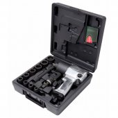 Пневмогайковерт ударный"Twin Hammer"с набором ударных головок1/2"12пр(922Нм,8000rpm,119л/мин,6.3bar;10,12-14,17,19,22,24,27мм+удл.125мм,кардан)в кейсе