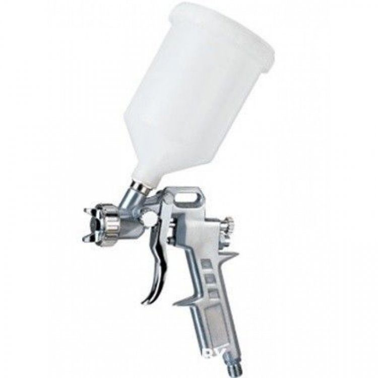 Краскораспылитель с верхним пластиковым бачком (600мл, 1.5мм, 2 bar, 85-113 л/мин, присоед. резьба 1/4") Краскораспылитель с верхним пластиковым бачком (600мл, 1.5мм, 2 bar, 85-113 л/мин, присоед. резьба 1/4")