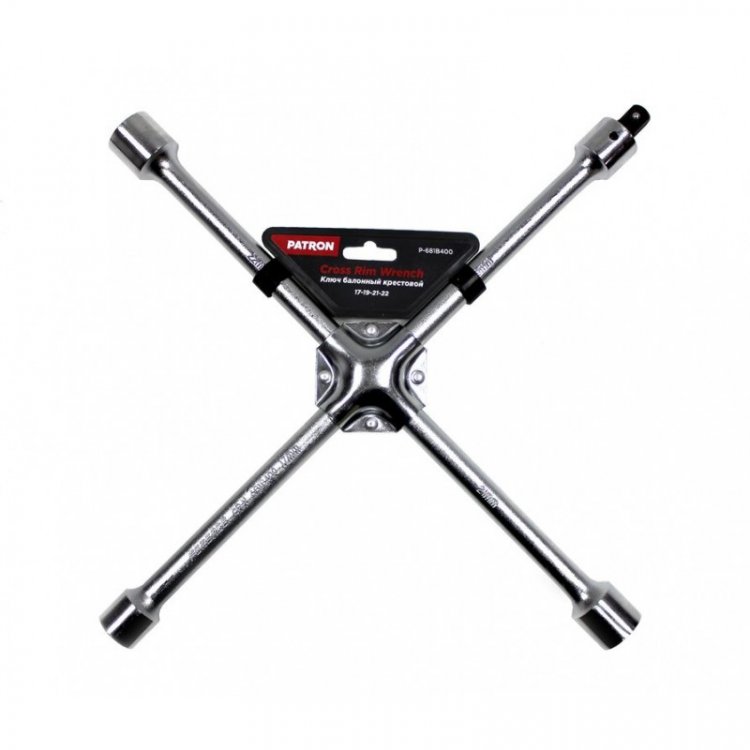 Ключ балонный крестовой 17-19-21"-22 с адаптером 1/2" на пластиковом держателе