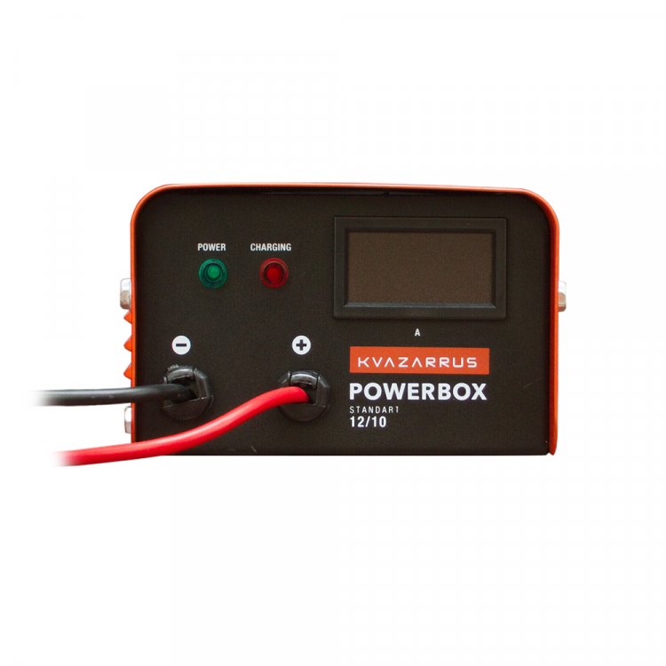 Зарядное устройство KVAZARRUS PowerBox 12/10 - Напряж. питан. - 220В/50Гц, потреб.ток - 0,9А, Заряж.аккум - 12В/30-150АЧ, ток заряда 10А (+-5%), напряж.заряда: 14.5-14.8, защита от перегрева, темп.-40С - +60С, длина сетевого кабеля - 1,5 м, длина каб Зарядное устройство KVAZARRUS PowerBox 12/10 - Напряж. питан. - 220В/50Гц, потреб.ток - 0,9А, Заряж.аккум - 12В/30-150АЧ, ток заряда 10А (+-5%), напряж.заряда: 14.5-14.8, защита от перегрева, темп.-40С - +60С, длина сетевого кабеля - 1,5 м, длина каб