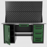 Верстак двухтумбовый дверь/4 ящиков с двумя экранами и ящиком, зеленый 1800*700 Garopt, GT1800DY1Y4PP2.green Верстак двухтумбовый дверь/4 ящиков с двумя экранами и ящиком, зеленый 1800*700 Garopt, GT1800DY1Y4PP2.green