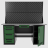Верстак двухтумбовый дверь/4 ящиков с двумя экранами и ящиком, зеленый 1800*700 Garopt, GT1800DY1Y4PP2.green Верстак двухтумбовый дверь/4 ящиков с двумя экранами и ящиком, зеленый 1800*700 Garopt, GT1800DY1Y4PP2.green