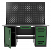 Верстак двухтумбовый дверь/4 ящиков с двумя экранами и ящиком, зеленый 1800*700 Garopt, GT1800DY1Y4PP2.green