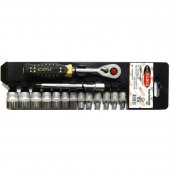 Набор головок с трещоткой в пласт. держателе 14пр. 1/4" (4-14мм, 6-гран.) Набор головок с трещоткой в пласт. держателе 14пр. 1/4" (4-14мм, 6-гран.)