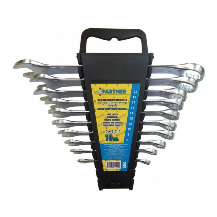 Набор ключей комбинированных,10пр. (6, 8, 10, 12, 13, 14, 15, 17, 19, 22мм), в пластиковом держателе