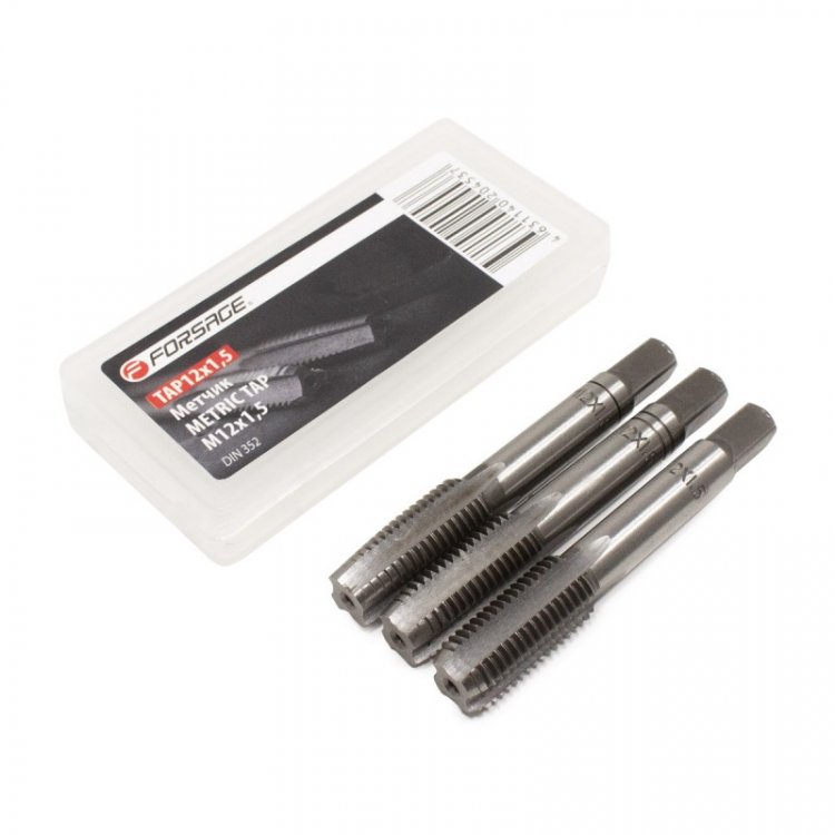 Метчик M12x1,5 (3шт),в пластиковом футляре Метчик M12x1,5 (3шт),в пластиковом футляре