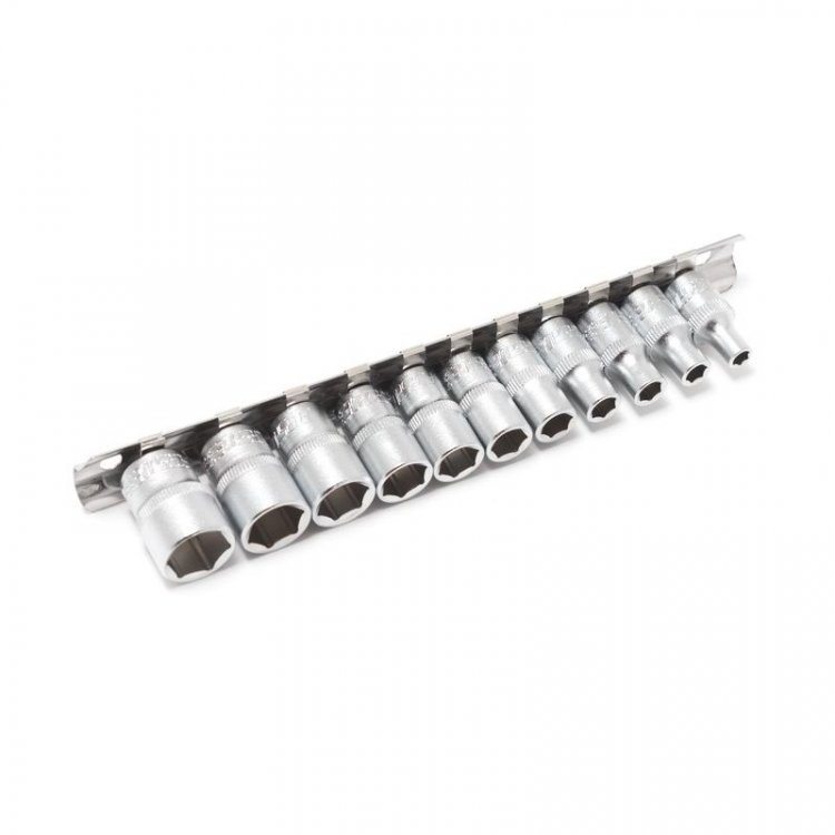 Набор головок 11пр. 1/4" 6 гр.(4,5,5.5,6-13мм) на планке Набор головок 11пр. 1/4" 6 гр.(4,5,5.5,6-13мм) на планке