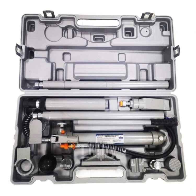 Набор для правки кузовов 10 т (набор гидравлики), Модель: Т03010 Комплект поставки: Пластиковый кейс на колесах. Гидравлический насос со шлангом, растяжка 10 т, 15 предметов Horex HZ 02.2.002J