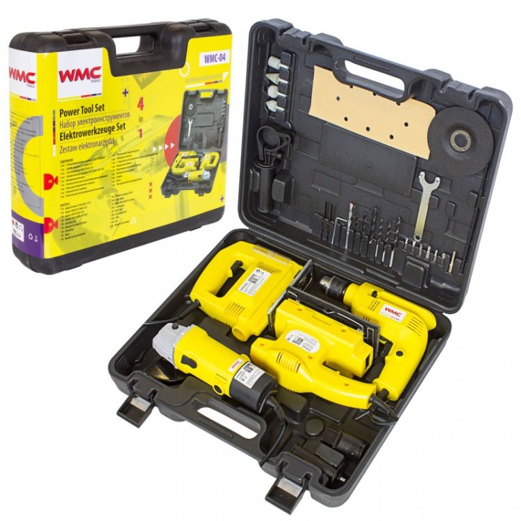 Набор эл.инструментов(дрель эл.ударная(Z1J-DH32-13)лобзик эл.(M1Q-DH32-55)машина шлиф.вибр(S1B-DH01-90*187)машина шлиф.угл.(S1M-DH32-115)с аксессурами