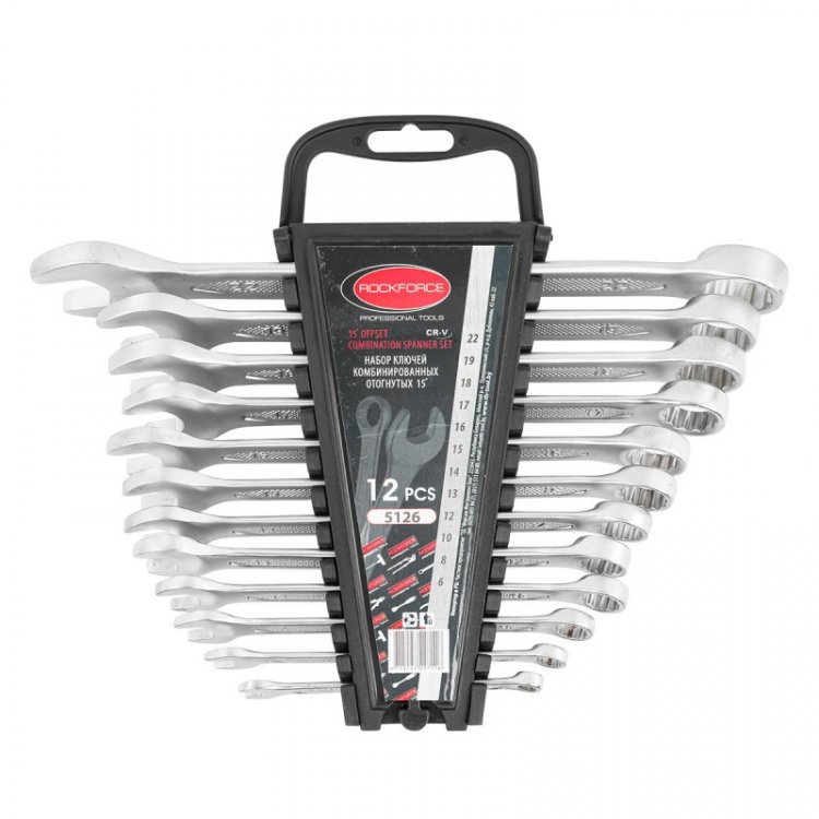 Набор ключей комбинированных 15грд., 12пр. (6, 8, 10, 12-19, 22мм), в пластиковом держателе